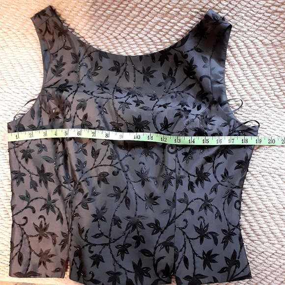 J S COLLECTION PETITE 3 PIECE SKIRT SUIT WOMEN BEADED DARK GRAY EXTRA LONG SKIRT - Picture 9 of 16